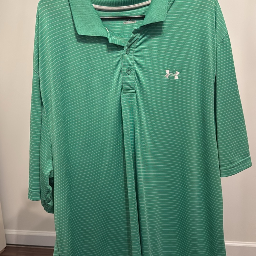 Under Armour Men's Striped Green Polo Shirt